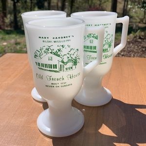 Vintage Mary Mahoney's Old French House Biloxi Mississippi Milk Glass Coffee Mug